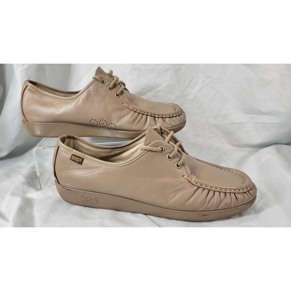 SAS Siesta Women Shoes 11.5W Mocha Tan Leather Lace Up Comfort Arch Support USA